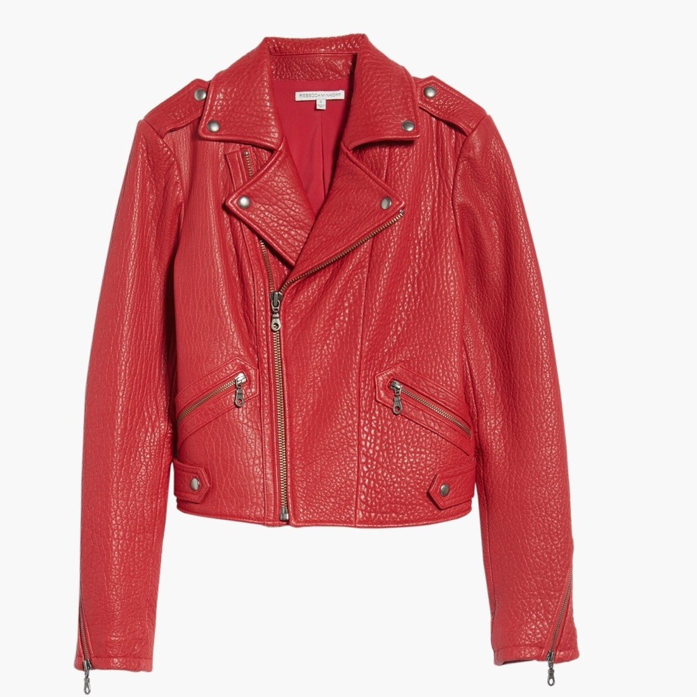 Rebecca Minkoff Women's Red Leather Jacket Size M